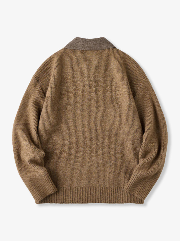 590g Heavyweight Polo-Collar Knit Sweater