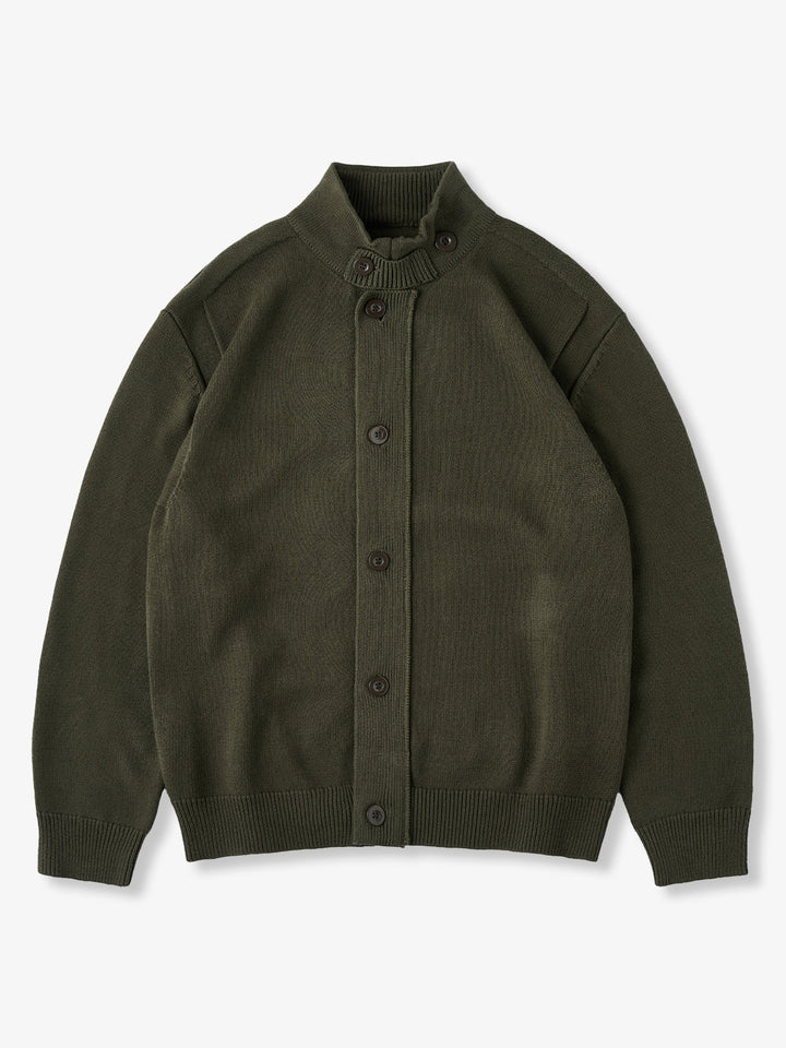 Button-Up Stand Collar Knit Cardigan