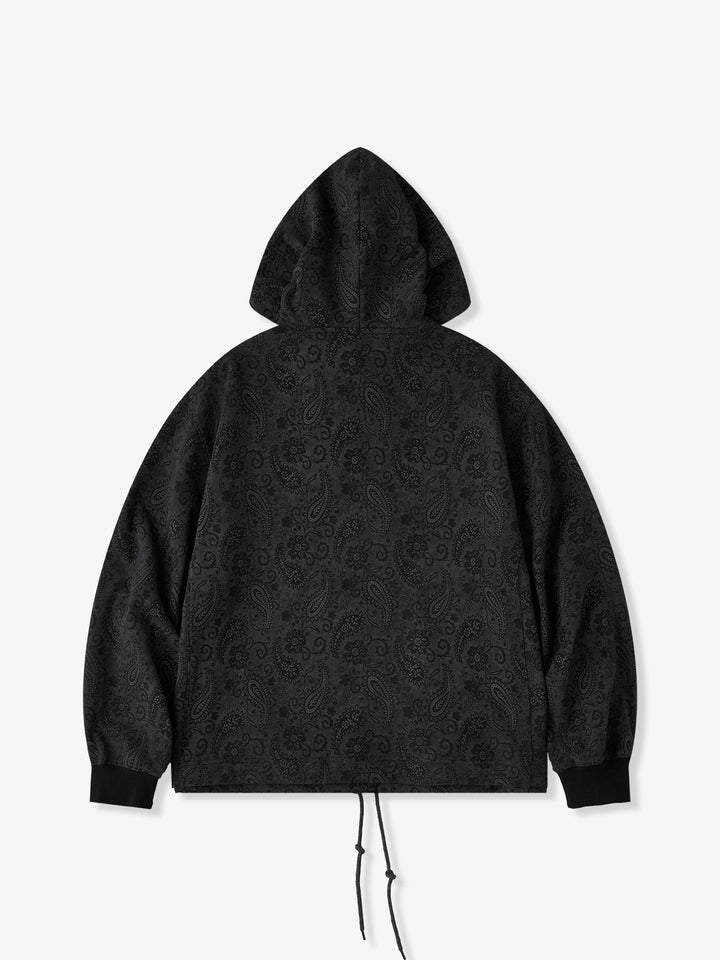 “KaraKu” Embroidered Logo Paisley-Print Cotton Hoodie