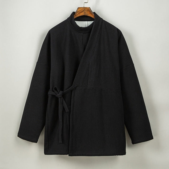 Fleece Lined Thick Warm Curved Neck Hanfu Cardigan