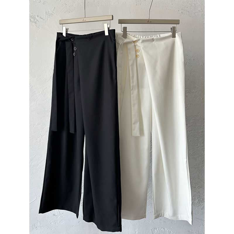 Lace-up A-line Straight Leg Thickened Loose Casual Pants