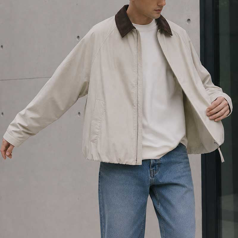 Retro Corduroy Collar Patchwork Loose Jacket