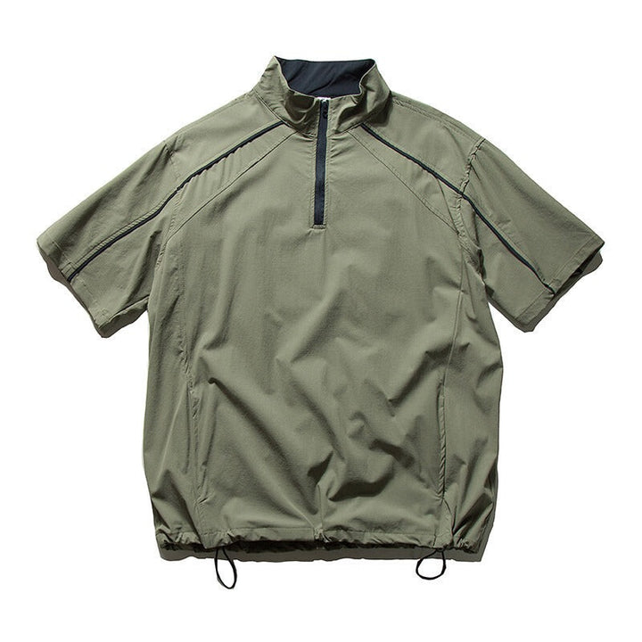 Japanese Streetwear Casual Half-zip Short Sleeve Shirt