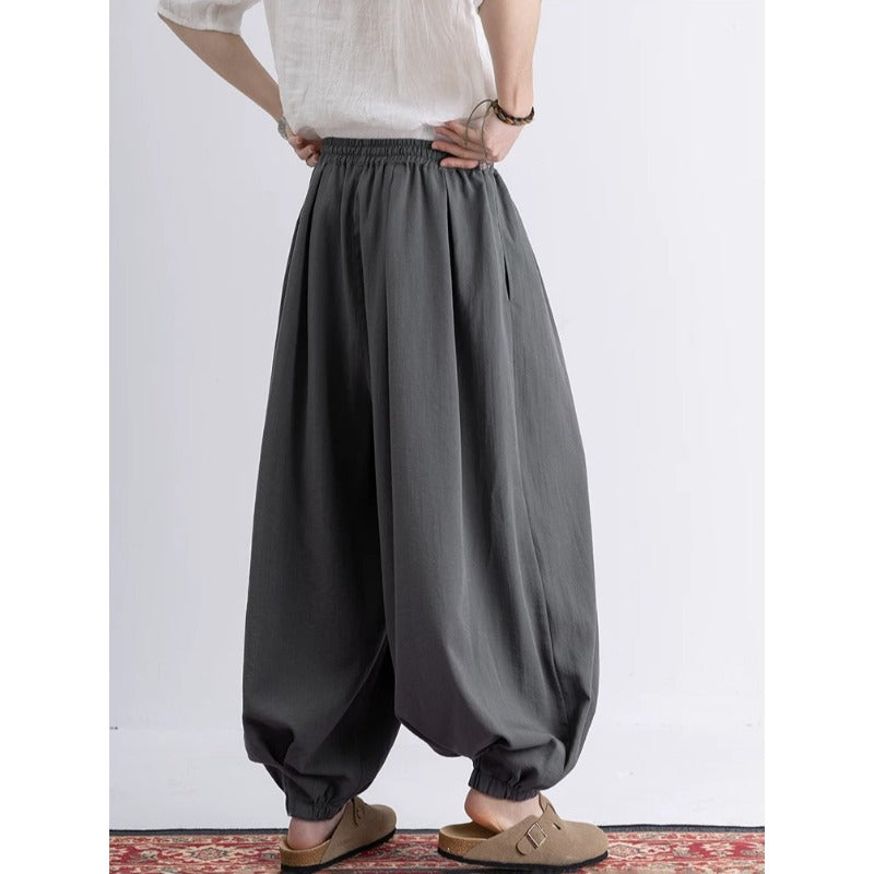 Loose Wide Leg Ankle Tied Lantern Pants