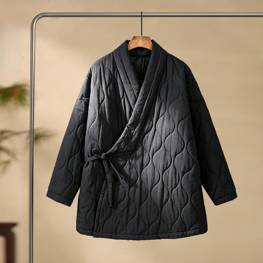 Cross-collar Loose Quilted Coat