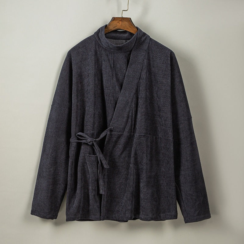 High Collar Curved Neck Long Sleeve Hanfu Cardigan Jacket
