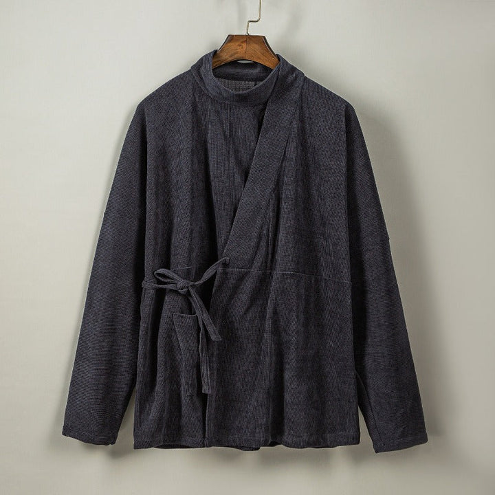 High Collar Curved Neck Long Sleeve Hanfu Cardigan Jacket