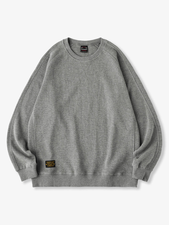 380g Waffle Knit Raglan Pullover Sweatshirt