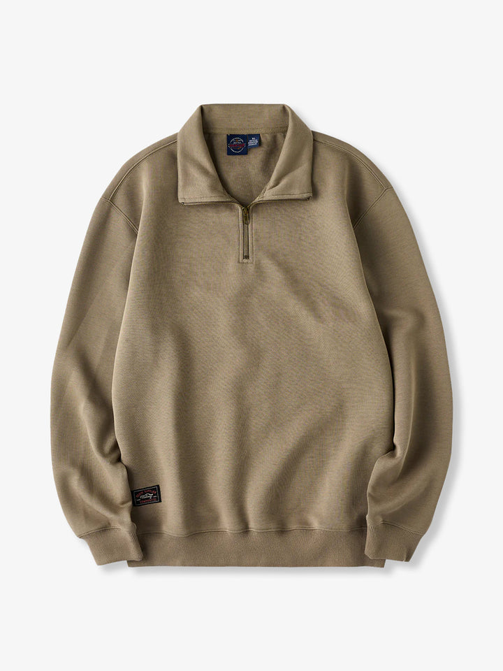 Air Layer Sweatshirt with Antique Bronze Half-Zip