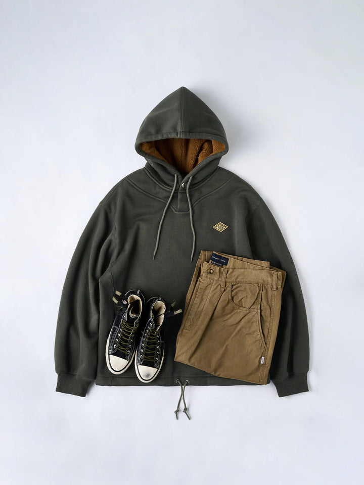 “STAY TRUE” Embroidered Patch Fleece-Lined Utility Hoodie
