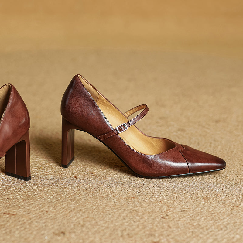 Emily Genuine Leather Heels