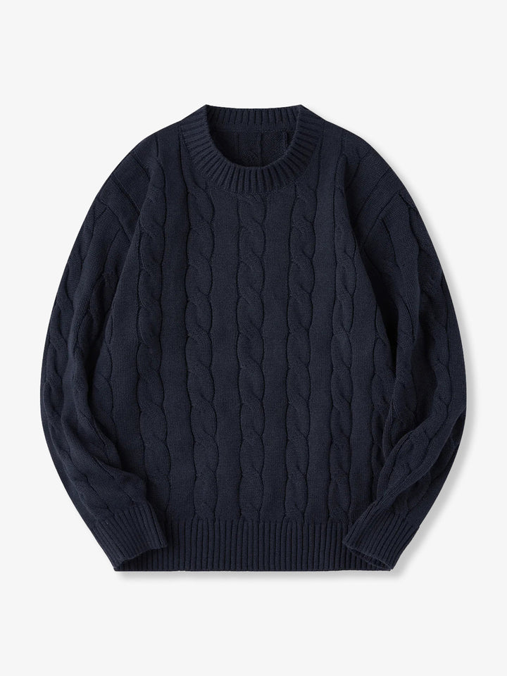 Wool-Blend Cable Knit Crewneck Sweater