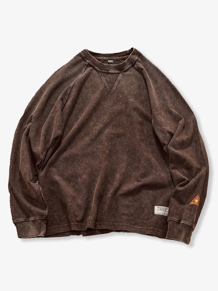 Heavyweight Washed Cotton Patch Crewneck Sweatshirt