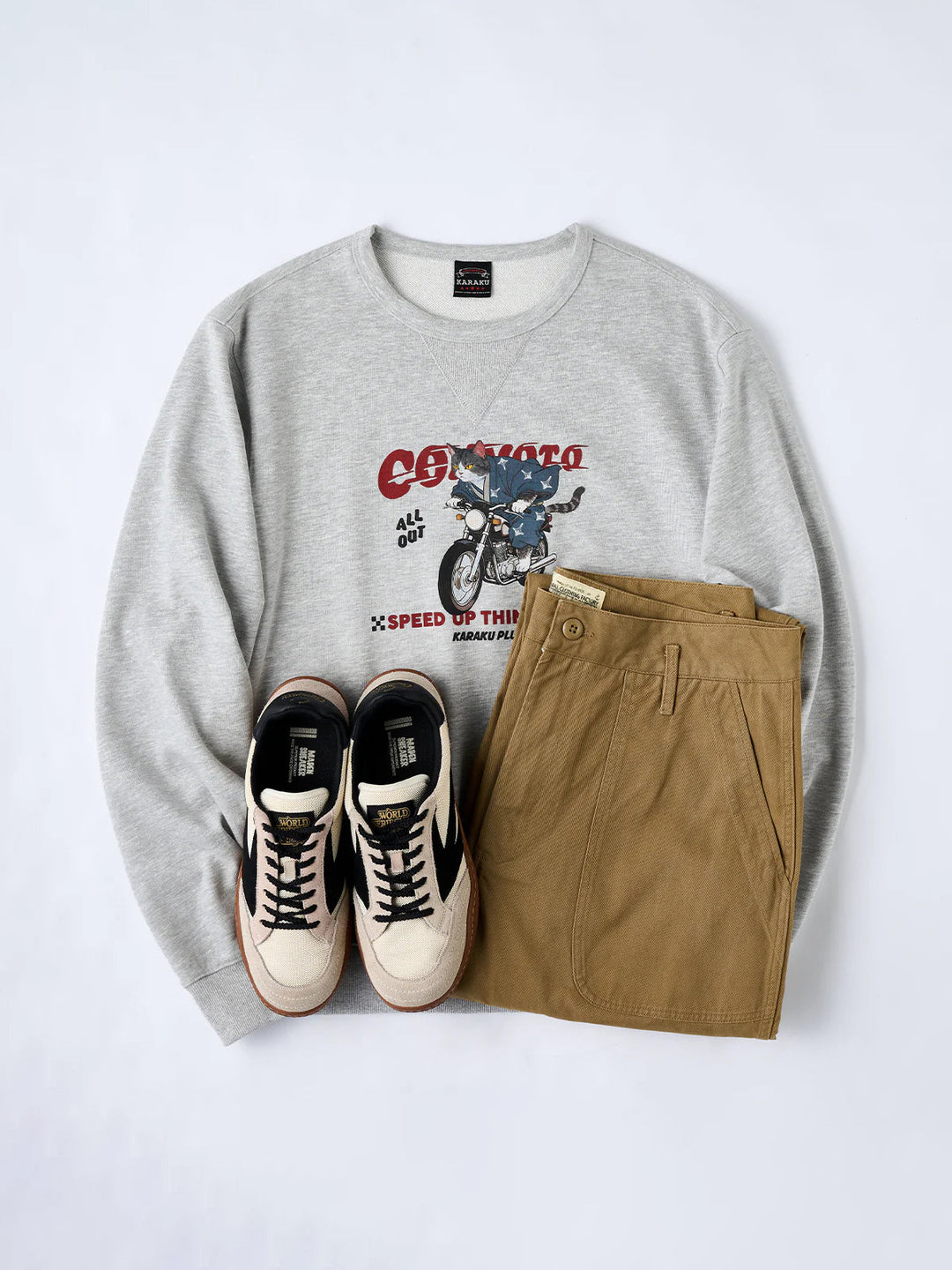 ‘Wag Neko Rider’ Printed Pullover Sweatshirt with V-Gusset