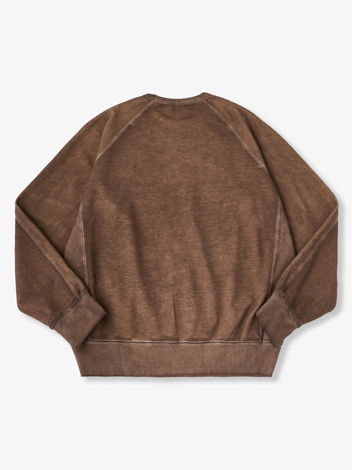 “KARAKU” Embroidered Logo Vintage-style Navy Crew Neck Sweatshirt