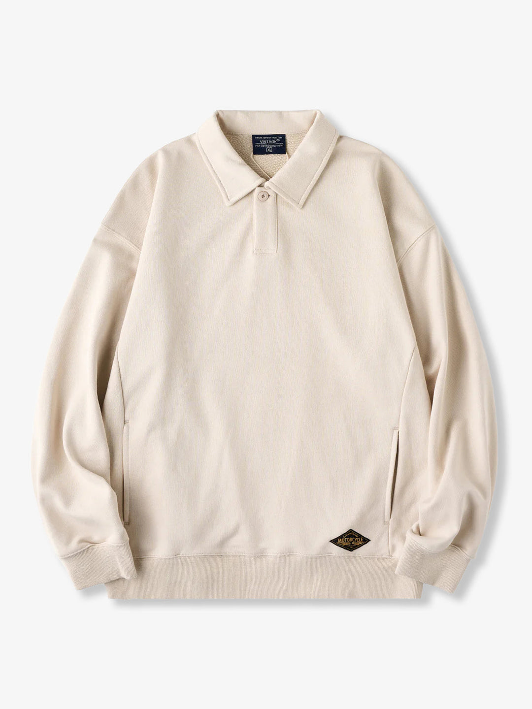 400g Heavyweight One-Button Polo-Collar Sweatshirt