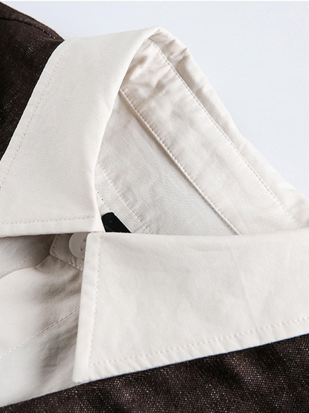 White Shirt snd V-Neck Sweatshirt Pullover with Faux Layered Design