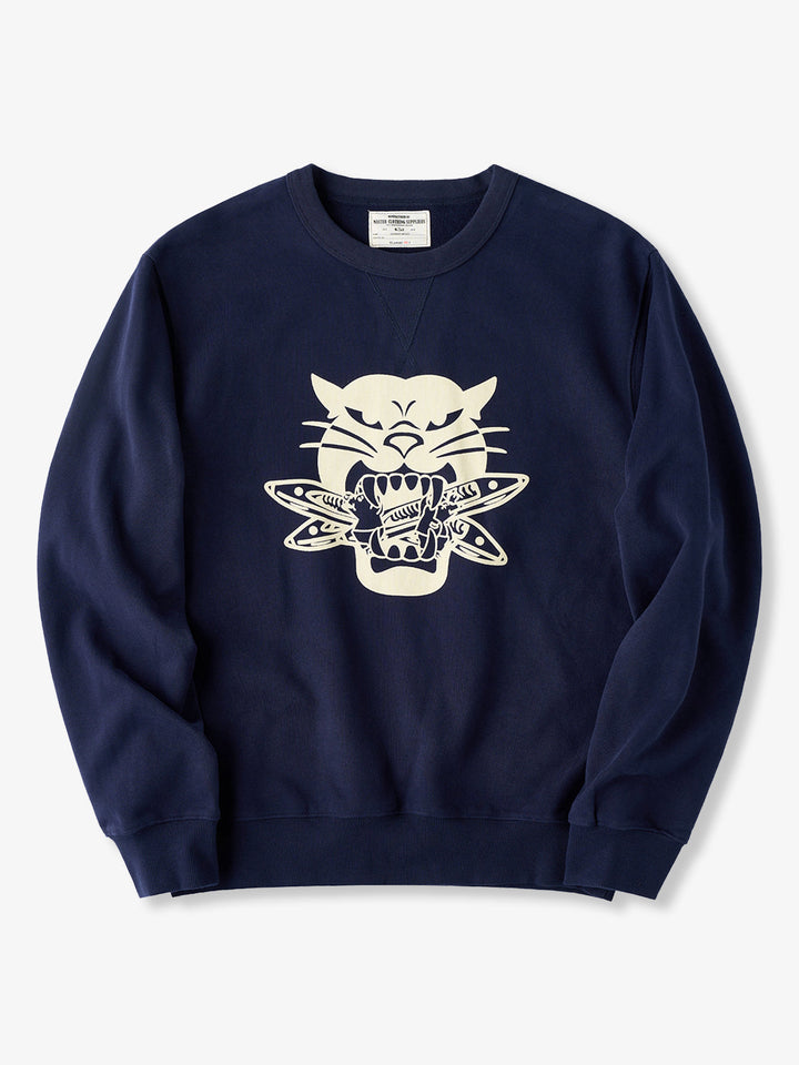 Military Style Shuttle Bomber Leopard American Vintage Crewneck Sweatshirt