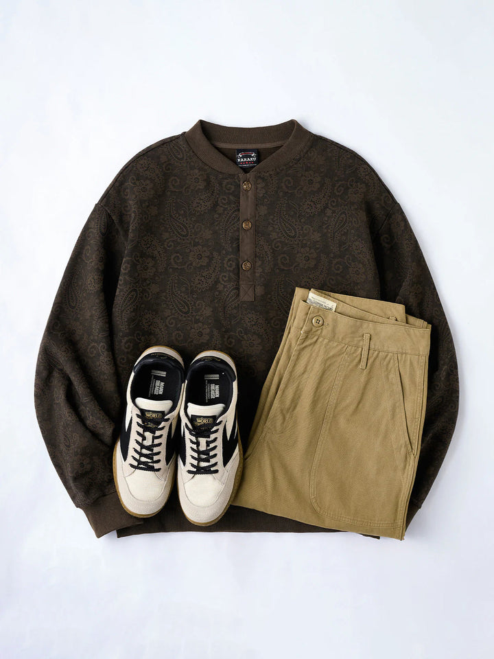 Washed Paisley All-Over Half-Button Sweatshirt