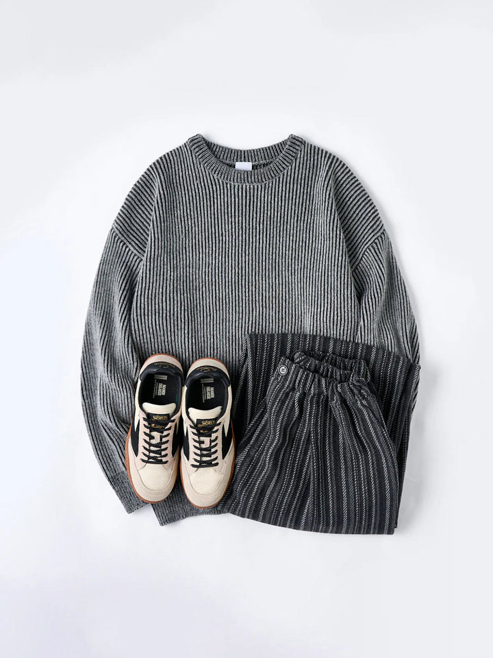 Wool-Blend Ribbed Knit Sweater