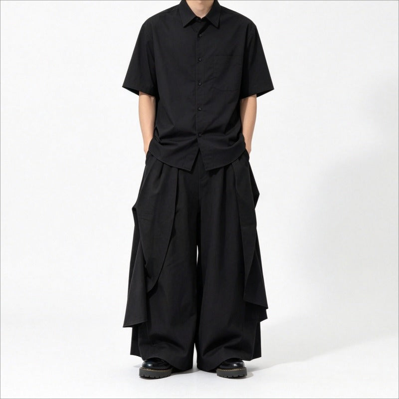 Japanese Loose Draped Casual Short Sleeve Shirt