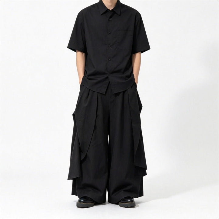 Japanese Loose Draped Casual Short Sleeve Shirt