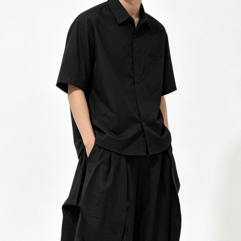Japanese Loose Draped Casual Short Sleeve Shirt