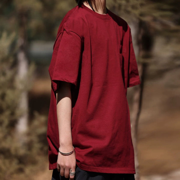 320g Japanese style Solid Color Loose Casual T-shirt