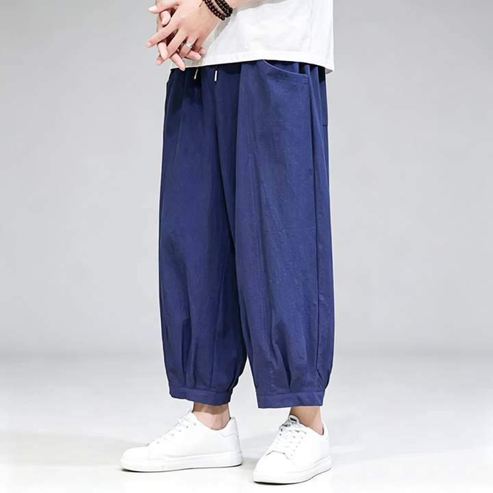 Cropped Waist-Defined Wide Leg Pants