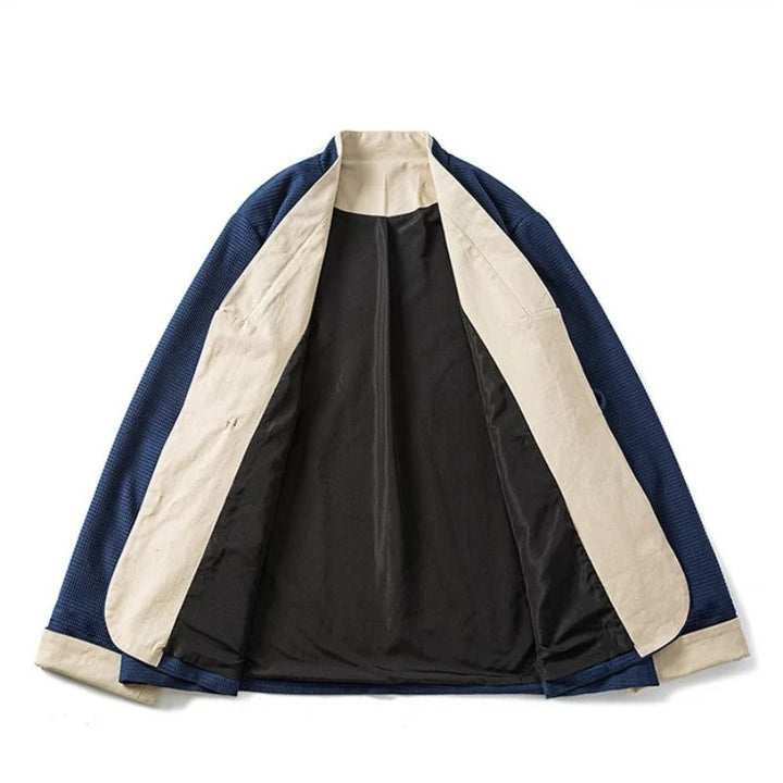 Contrast Trim Frog Button Zen Kimono Jacket