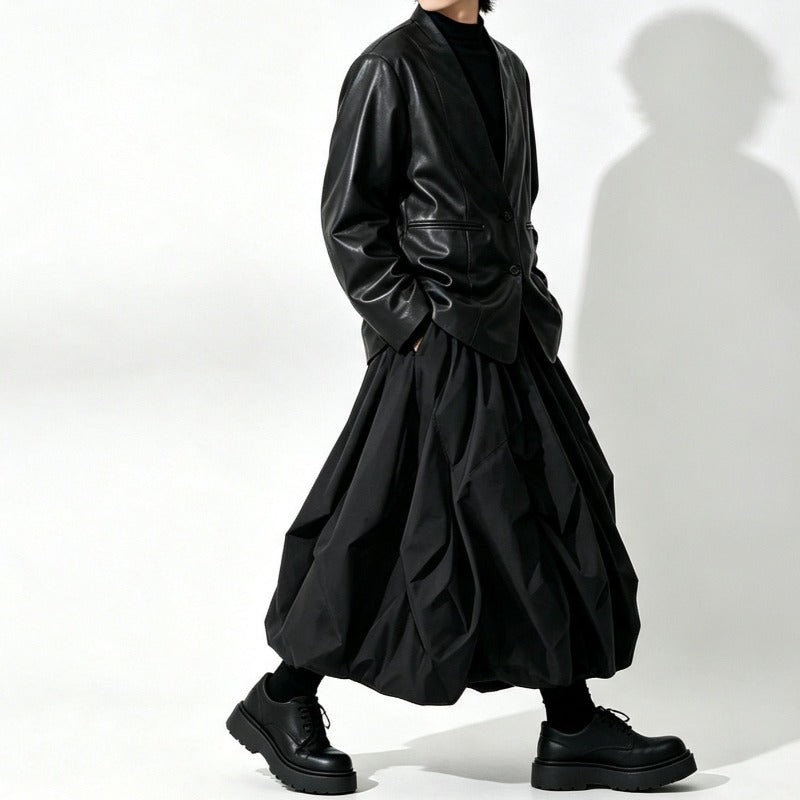 Japanese Loose PU Leather Blazer Jacket