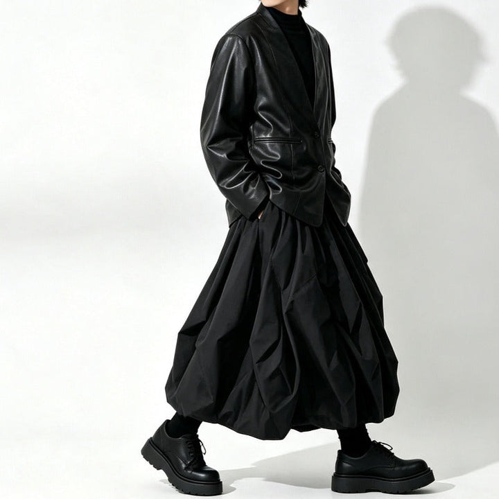 Japanese Loose PU Leather Blazer Jacket