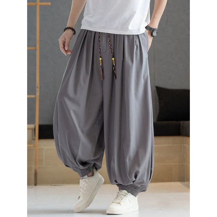 Loose Draped Ankle Tied Casual Harem Pants