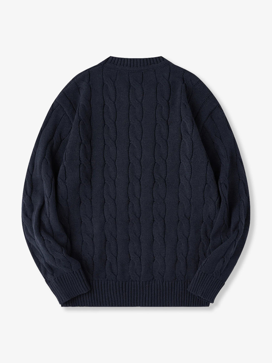 Wool-Blend Cable Knit Crewneck Sweater