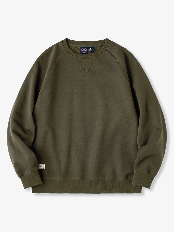 Brushed Fleece American Casual Heavyweight Navy Crewneck Sweatshirt