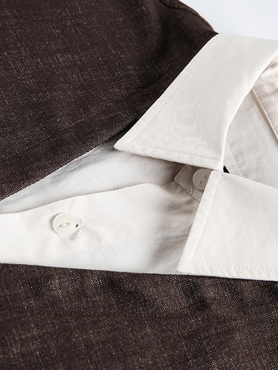 White Shirt snd V-Neck Sweatshirt Pullover with Faux Layered Design