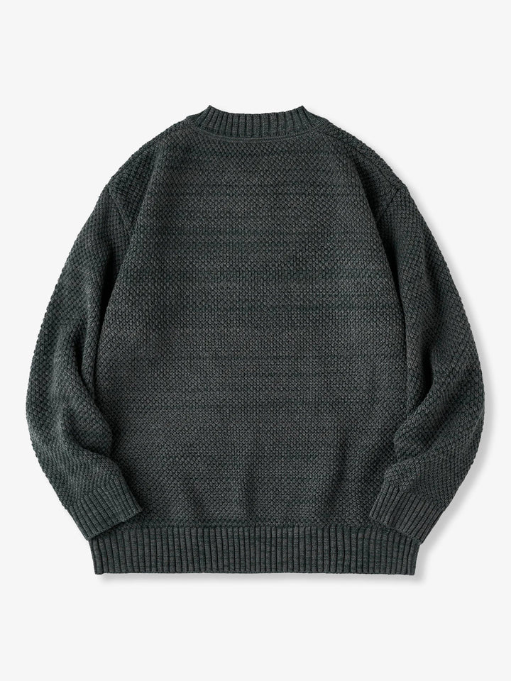 Heavyweight Pineapple Pile Henley Neck Knit Sweater