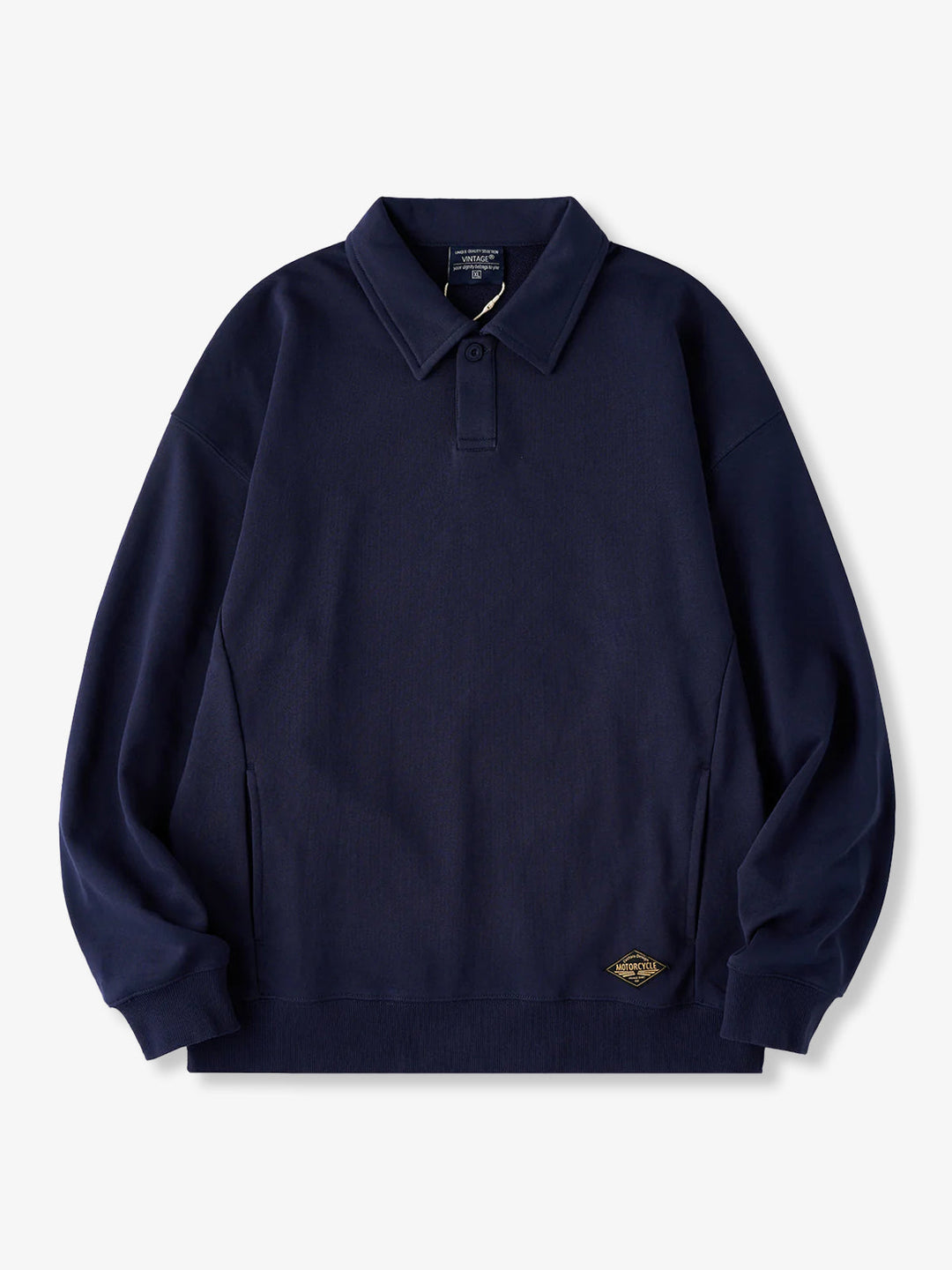 400g Heavyweight One-Button Polo-Collar Sweatshirt