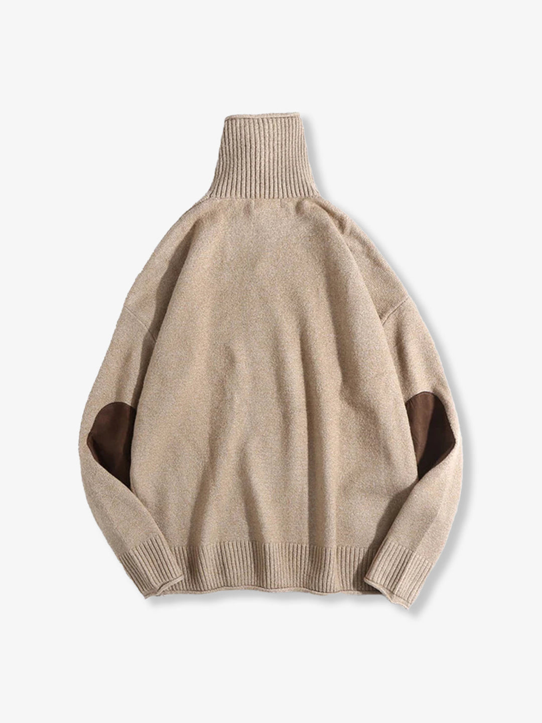 Elbow Patch Turtleneck Fancy Knit Sweater