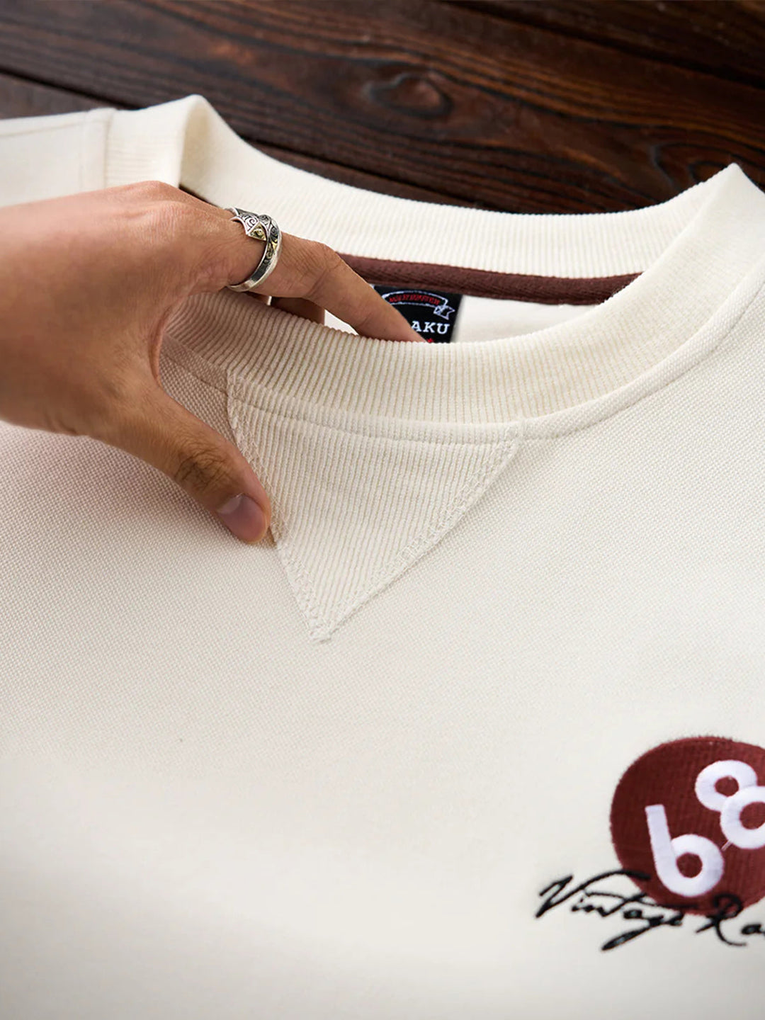 Racing-Inspired Embroidery &amp; Patch V-Gusset Cotton Sweatshirt
