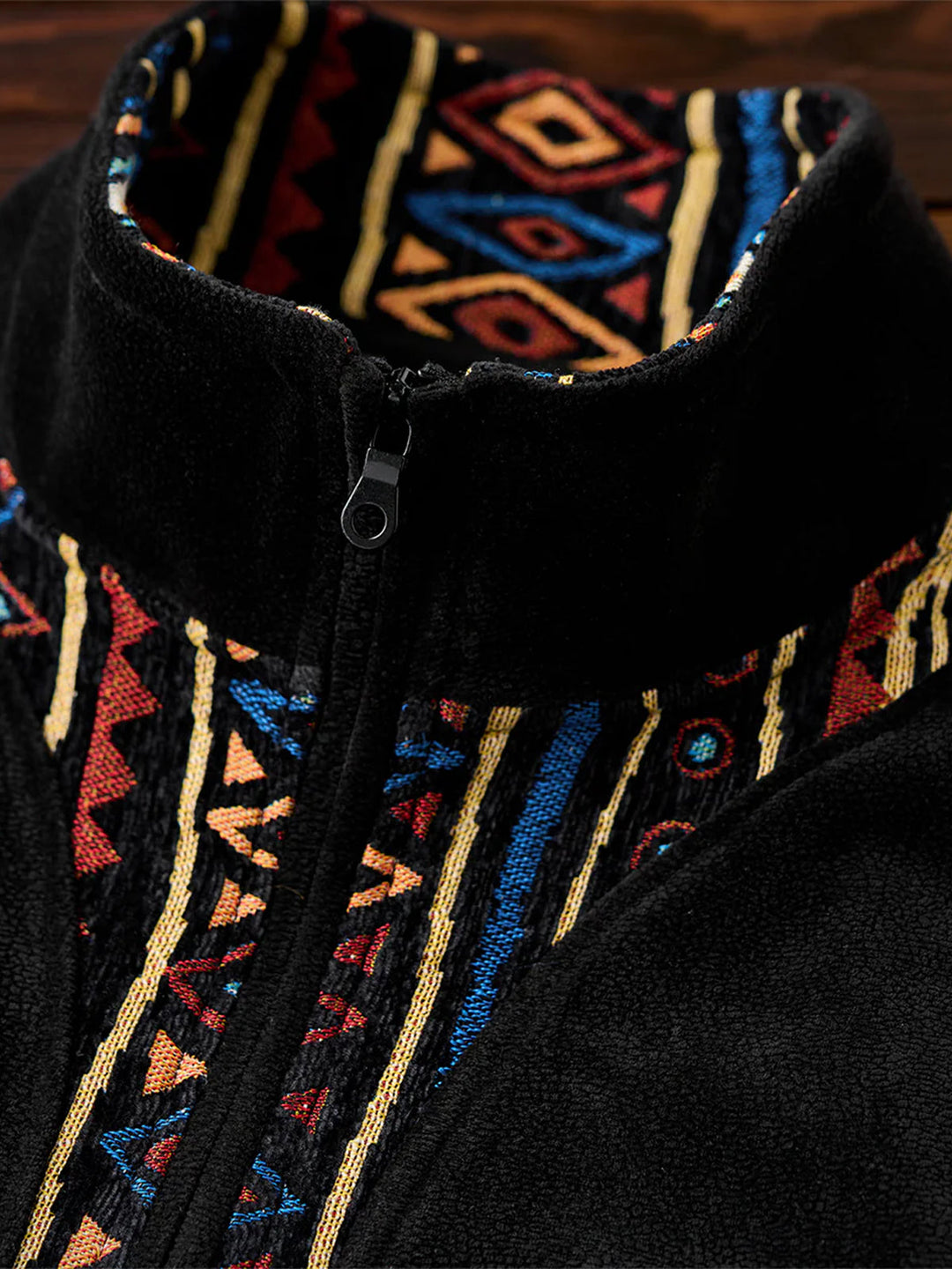 Ethnic Jacquard Combination Half-Zip Polar Fleece Sweatshirt