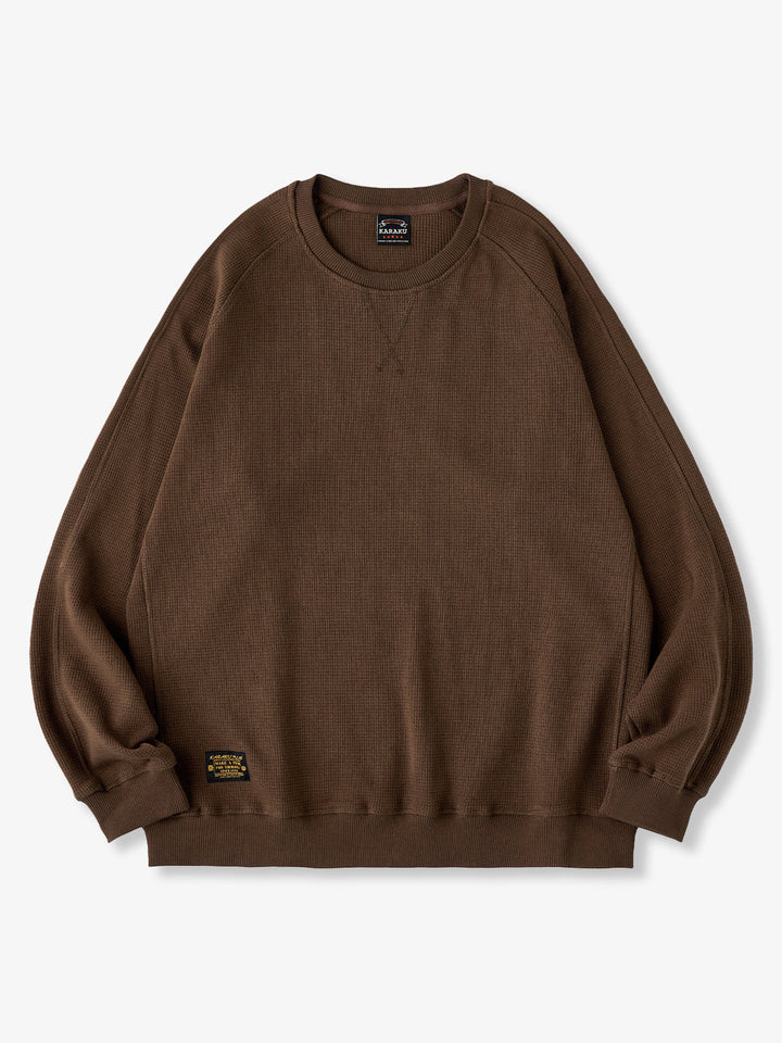 380g Waffle Knit Raglan Pullover Sweatshirt