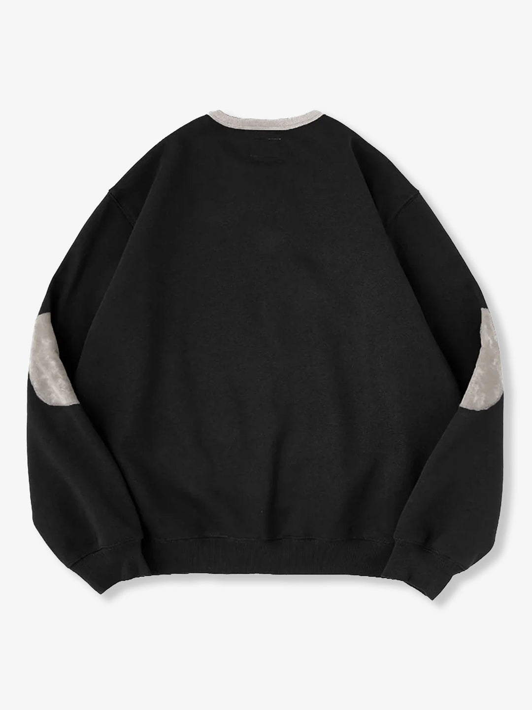 "KaraKu" Embroidery  Elbow Suede Patches Brushed Cotton Sweatshirt