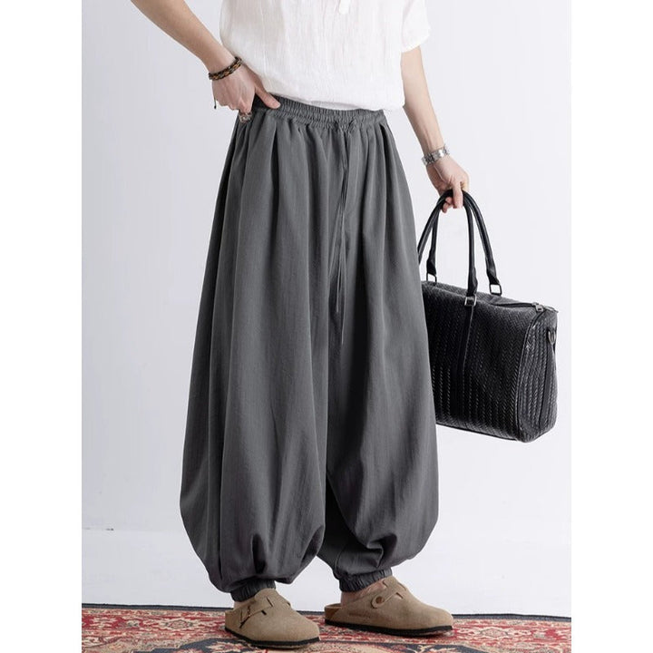 Loose Wide Leg Ankle Tied Lantern Pants