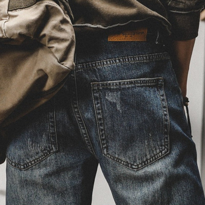 Vintage Washed Straight Leg Denim Pants