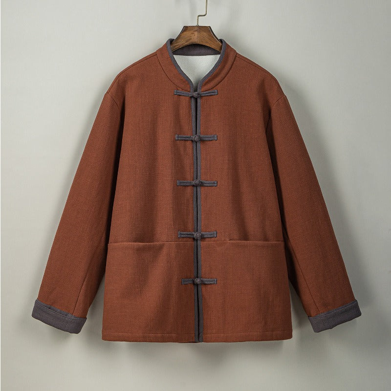 Fleece Lined Warm Padded Frog Button Hanfu Cardigan