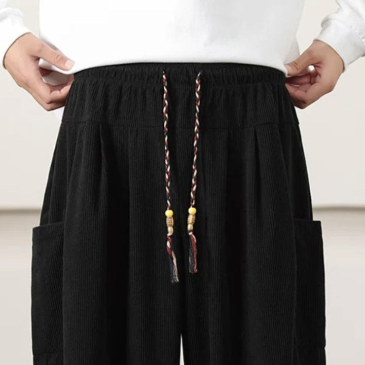 Corduroy Side Pocket Loose Wide-leg Casual Pants
