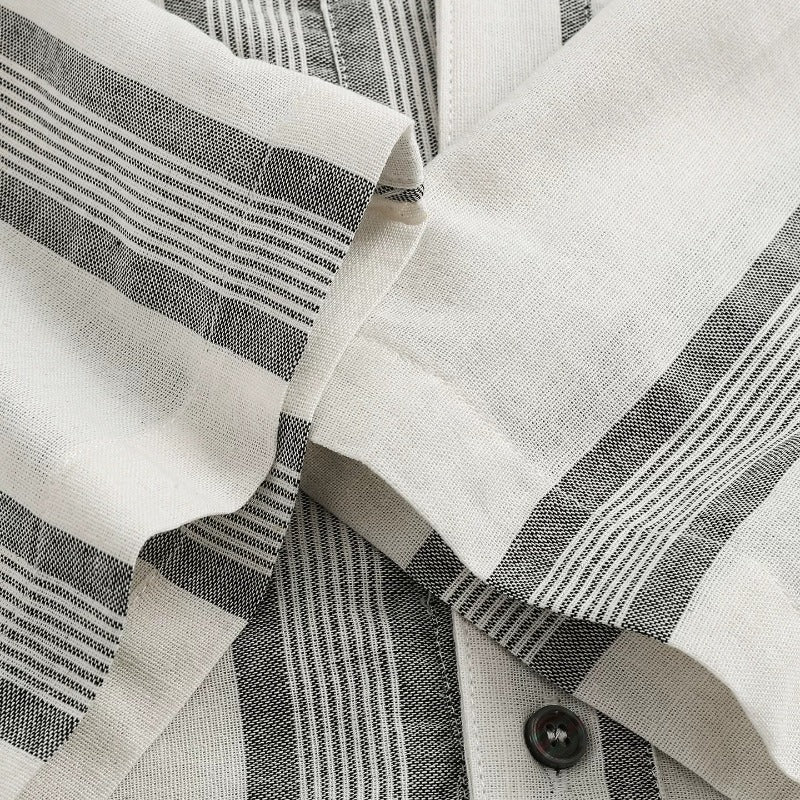 Japanese Striped Loose Kimono Shirt Half Sleeve Cardigan