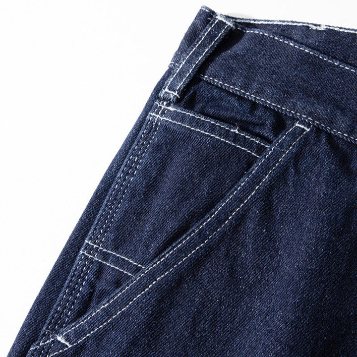 Raw Denim Multi-pocket Striped Outdoor Cargo Pants