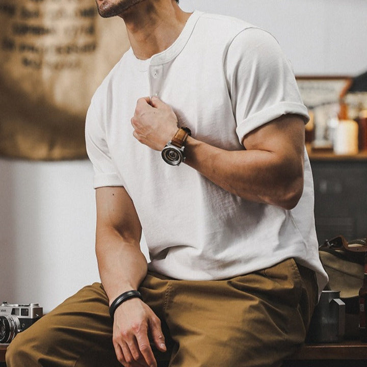 320g Heavyweight Loose Fit Henley T-Shirt